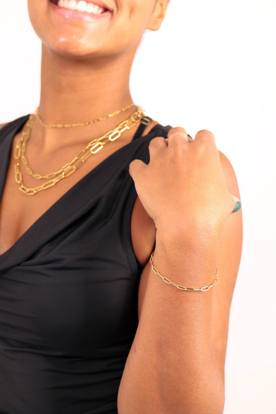 Gold or Silver Stainless Steel Paperclip Chain Bracelet + Extension: Stainless / 2.5mm