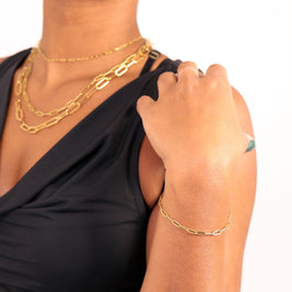 Gold or Silver Stainless Steel Paperclip Chain Bracelet + Extension: Stainless / 2.5mm