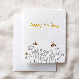 Happy Bee Day Birthday | Flowers Honey Bees Greeting Card