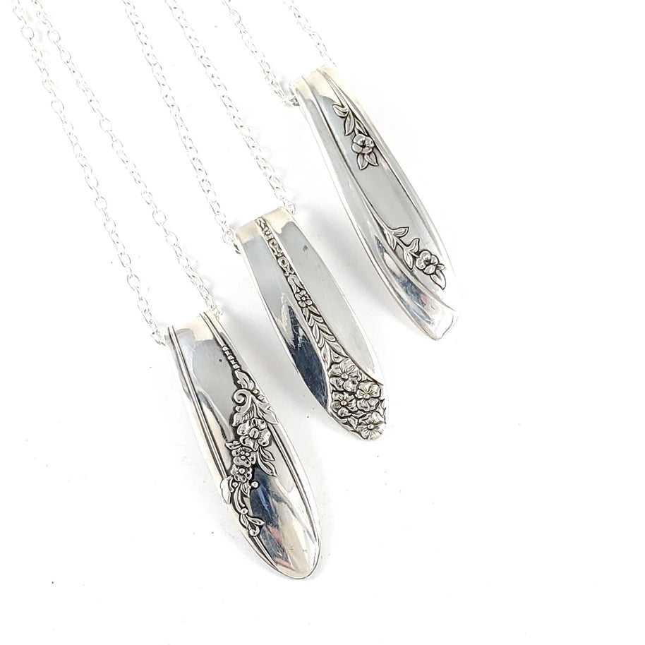 Vertical Silverplate Spoon Necklace-Random Patterns