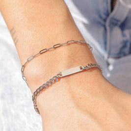 Gold or Silver Stainless Steel Paperclip Chain Bracelet + Extension: Stainless / 2.5mm