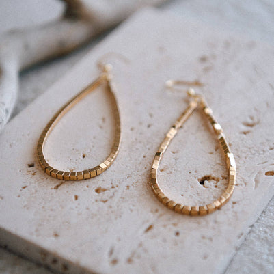 Private Label Hepburn Gold Beaded Teardrop Hoop Earrings