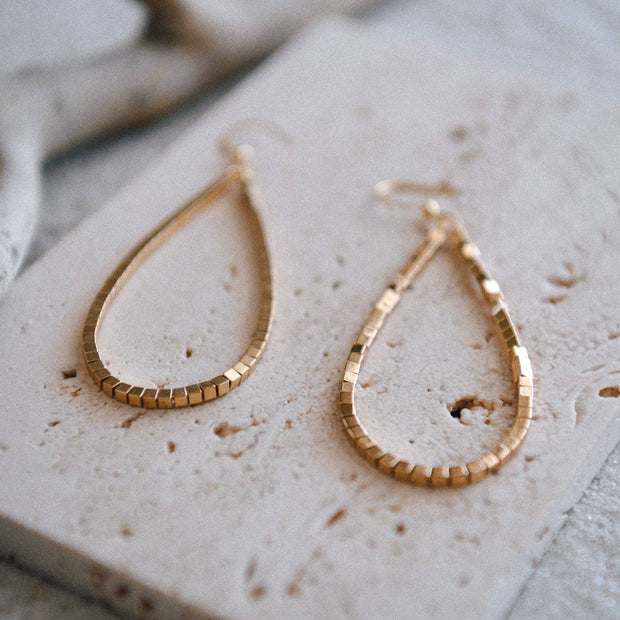 Private Label Hepburn Gold Beaded Teardrop Hoop Earrings
