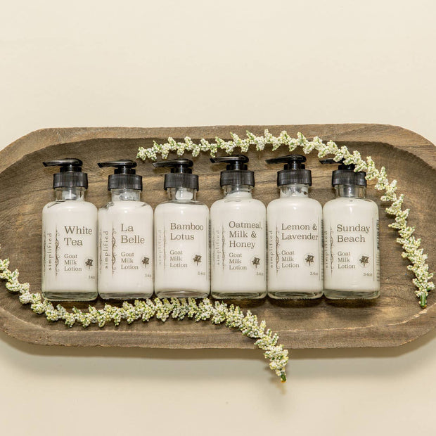 3.4oz Goat Milk Lotion White Tea, Caribbean Coconut, Sunday Beach, Oatmeal/Milk/Honey,